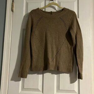 Brown with Gold Oversize V Neck Sweater